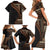 Samoa Siapo Motif and Tapa Pattern Half Style Family Matching Short Sleeve Bodycon Dress and Hawaiian Shirt Black Color