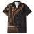 Samoa Siapo Motif and Tapa Pattern Half Style Family Matching Short Sleeve Bodycon Dress and Hawaiian Shirt Black Color