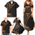 Samoa Siapo Motif and Tapa Pattern Half Style Family Matching Summer Maxi Dress and Hawaiian Shirt Black Color