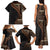 Samoa Siapo Motif and Tapa Pattern Half Style Family Matching Tank Maxi Dress and Hawaiian Shirt Black Color