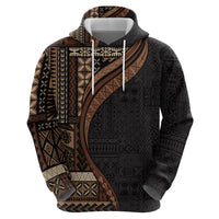 Samoa Siapo Motif and Tapa Pattern Half Style Hoodie Black Color LT03 - Polynesian Pride