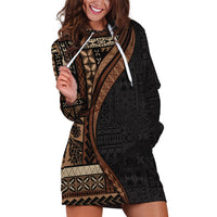 Samoa Siapo Motif and Tapa Pattern Half Style Hoodie Dress Black Color LT03 Black - Polynesian Pride