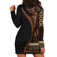 Samoa Siapo Motif and Tapa Pattern Half Style Hoodie Dress Black Color LT03 - Polynesian Pride