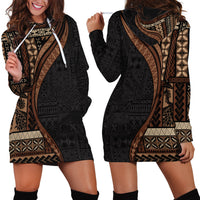 Samoa Siapo Motif and Tapa Pattern Half Style Hoodie Dress Black Color LT03 - Polynesian Pride
