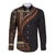 Samoa Siapo Motif and Tapa Pattern Half Style Long Sleeve Button Shirt Black Color