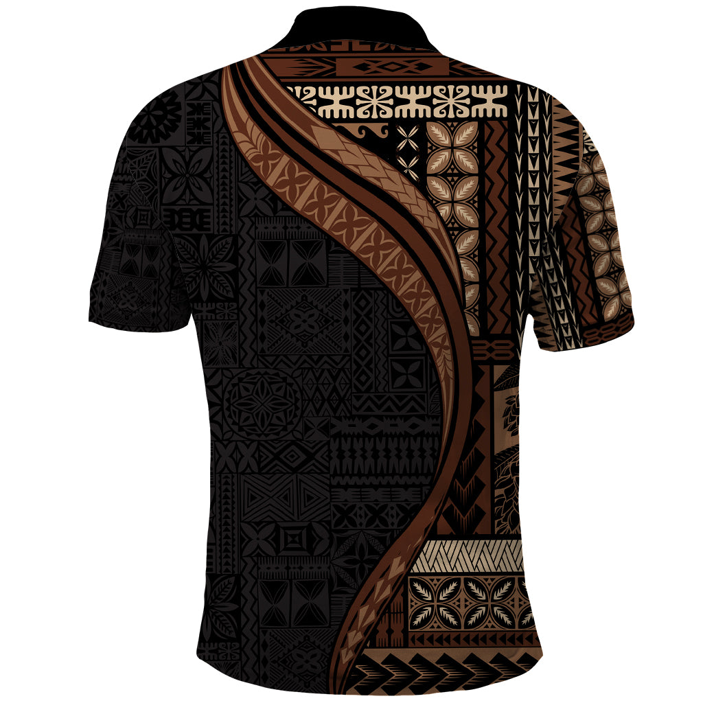 Samoa Siapo Motif and Tapa Pattern Polo Shirt - Black Color LT03 - Polynesian Pride