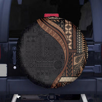 Samoa Siapo Motif and Tapa Pattern Half Style Spare Tire Cover Black Color LT03 - Polynesian Pride