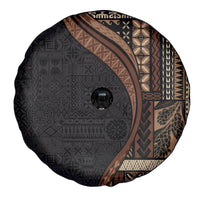 Samoa Siapo Motif and Tapa Pattern Half Style Spare Tire Cover Black Color LT03 - Polynesian Pride