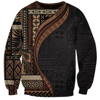 Samoa Siapo Motif and Tapa Pattern Half Style Sweatshirt Black Color LT03 Unisex Black - Polynesian Pride
