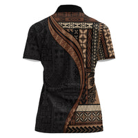 Samoa Siapo Motif and Tapa Pattern Women Polo Shirt - Black Color LT03 - Polynesian Pride