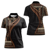 Samoa Siapo Motif and Tapa Pattern Women Polo Shirt - Black Color LT03 - Polynesian Pride