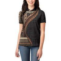 Samoa Siapo Motif and Tapa Pattern Women Polo Shirt - Black Color LT03 - Polynesian Pride
