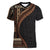 Samoa Siapo Motif and Tapa Pattern Half Style Women V-Neck T-Shirt Black Color