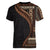 Samoa Siapo Motif and Tapa Pattern Half Style Women V-Neck T-Shirt Black Color