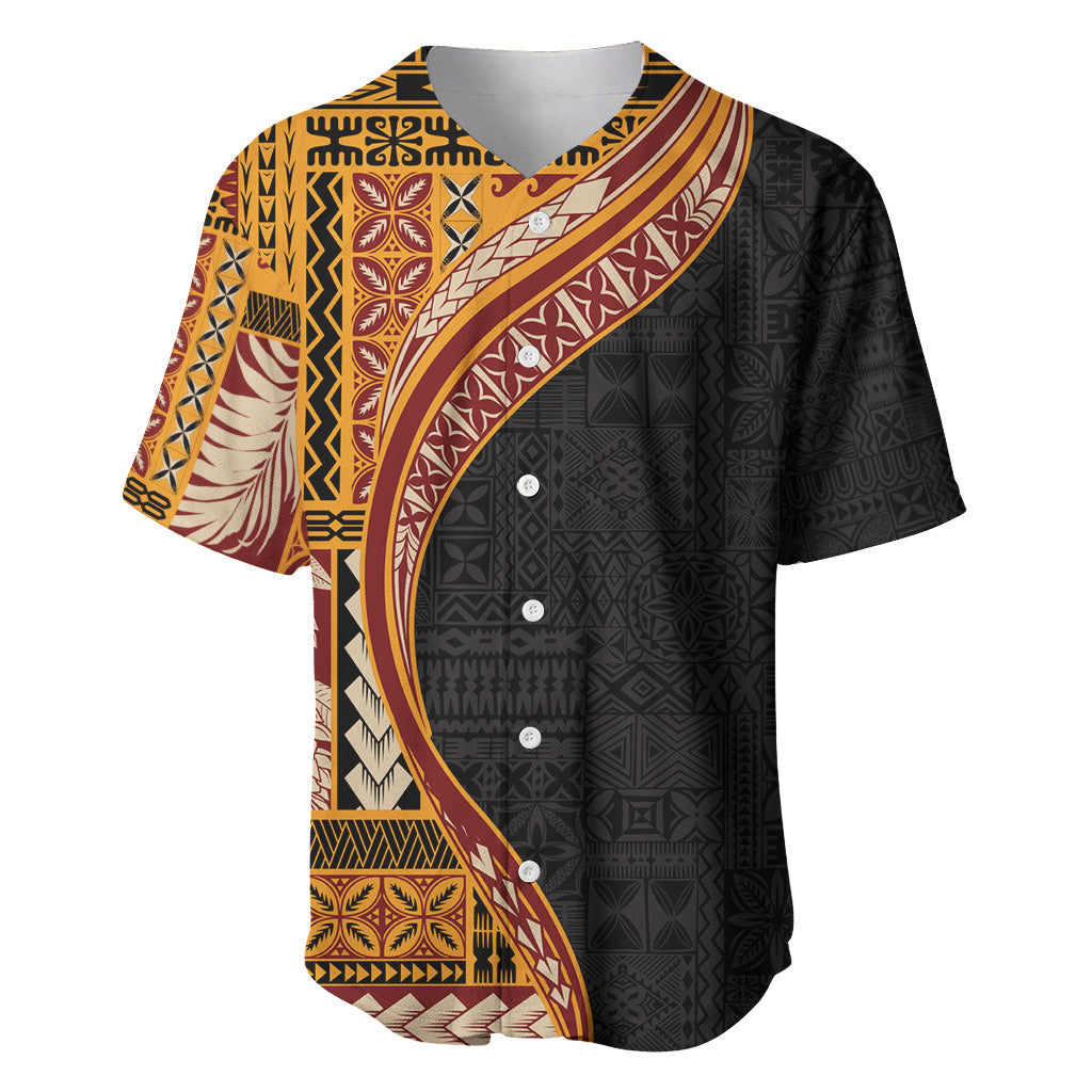 Samoa Siapo Motif and Tapa Pattern Half Style Baseball Jersey Yellow Color LT03 Yellow - Polynesian Pride