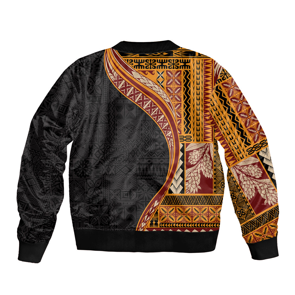 Samoa Siapo Motif and Tapa Pattern Half Style Bomber Jacket Yellow Color LT03 - Polynesian Pride