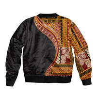 Samoa Siapo Motif and Tapa Pattern Half Style Bomber Jacket Yellow Color LT03 - Polynesian Pride