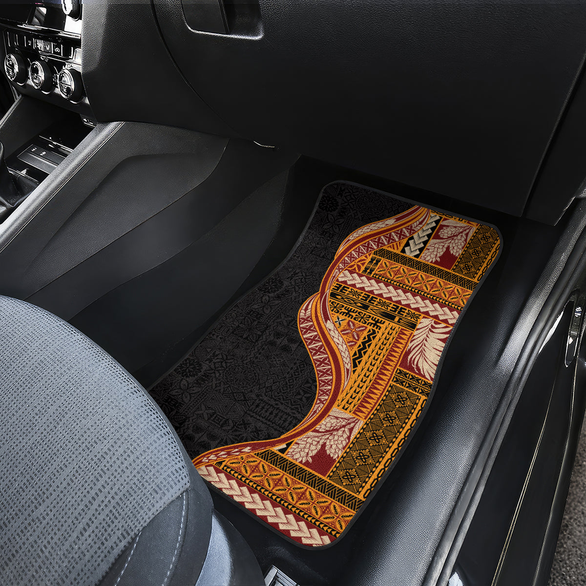 Samoa Siapo Motif and Tapa Pattern Half Style Car Mats Yellow Color LT03 - Polynesian Pride