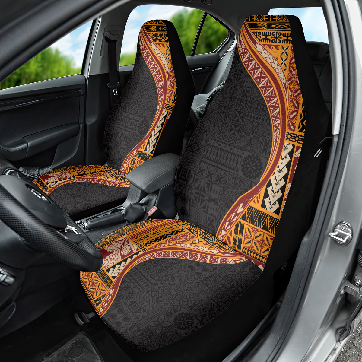 Samoa Siapo Motif and Tapa Pattern Half Style Car Seat Cover Yellow Color LT03 - Polynesian Pride