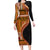 Samoa Siapo Motif and Tapa Pattern Half Style Family Matching Long Sleeve Bodycon Dress and Hawaiian Shirt Yellow Color