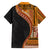 Samoa Siapo Motif and Tapa Pattern Half Style Family Matching Off Shoulder Short Dress and Hawaiian Shirt Yellow Color