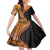 Samoa Siapo Motif and Tapa Pattern Half Style Family Matching Short Sleeve Bodycon Dress and Hawaiian Shirt Yellow Color