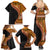 Samoa Siapo Motif and Tapa Pattern Half Style Family Matching Summer Maxi Dress and Hawaiian Shirt Yellow Color