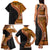 Samoa Siapo Motif and Tapa Pattern Half Style Family Matching Tank Maxi Dress and Hawaiian Shirt Yellow Color