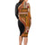 Samoa Siapo Motif and Tapa Pattern Half Style Long Sleeve Bodycon Dress Yellow Color