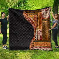 Samoa Siapo Motif and Tapa Pattern Half Style Quilt Yellow Color LT03 - Polynesian Pride