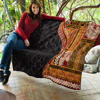 Samoa Siapo Motif and Tapa Pattern Half Style Quilt Yellow Color LT03 - Polynesian Pride