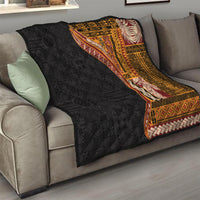 Samoa Siapo Motif and Tapa Pattern Half Style Quilt Yellow Color LT03 - Polynesian Pride