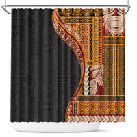 Samoa Siapo Motif and Tapa Pattern Half Style Shower Curtain Yellow Color LT03 Yellow - Polynesian Pride