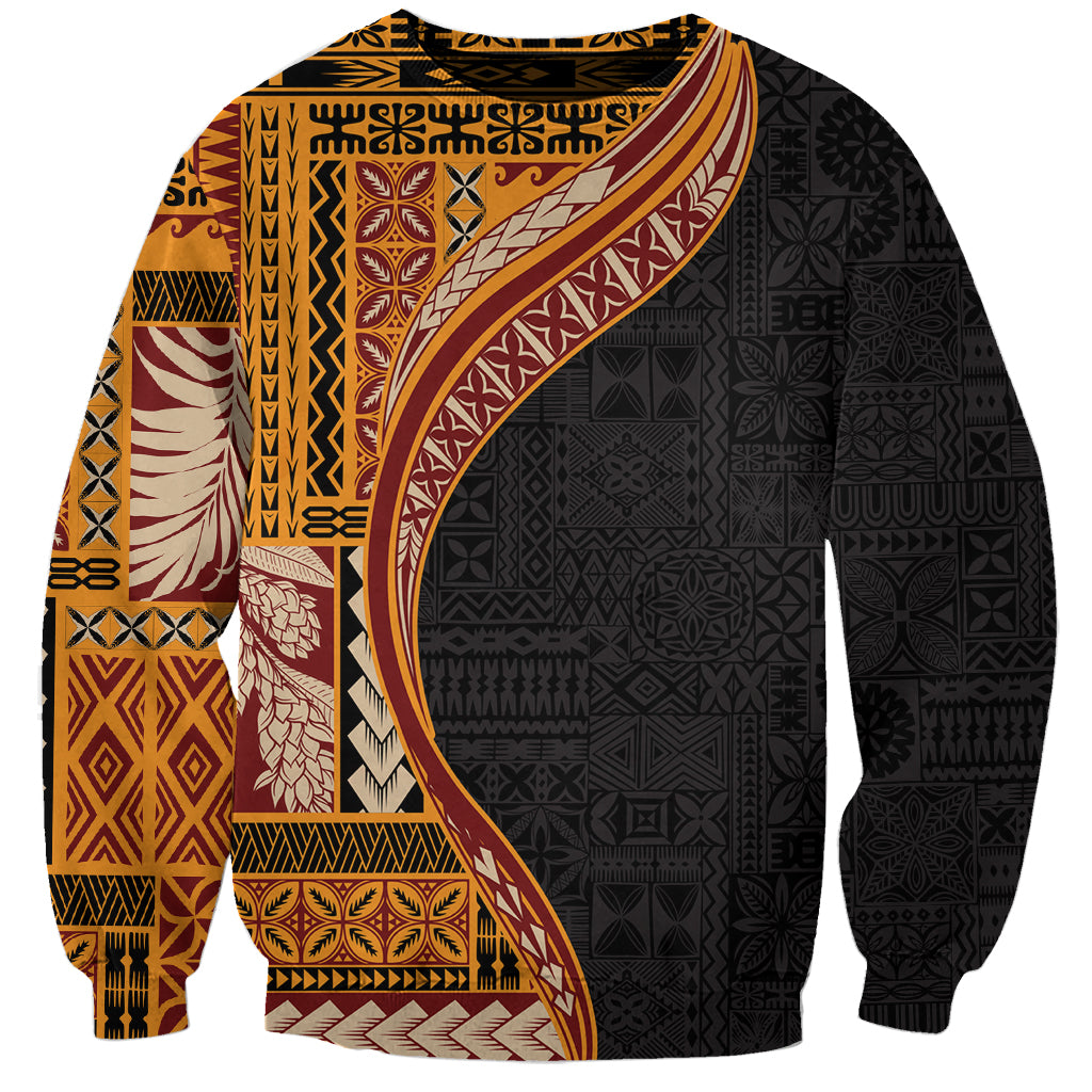 Samoa Siapo Motif and Tapa Pattern Half Style Sweatshirt Yellow Color LT03 Unisex Yellow - Polynesian Pride