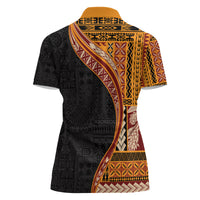 Samoa Siapo Motif and Tapa Pattern Women Polo Shirt - Yellow Color LT03 - Polynesian Pride