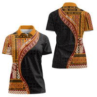 Samoa Siapo Motif and Tapa Pattern Women Polo Shirt - Yellow Color LT03 - Polynesian Pride