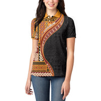 Samoa Siapo Motif and Tapa Pattern Women Polo Shirt - Yellow Color LT03 - Polynesian Pride
