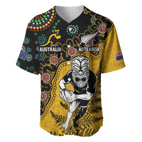 Custom New Zealand and Australia Rugby Baseball Jersey Maori Warrior With Aboriginal Version LT03 Black - Polynesian Pride