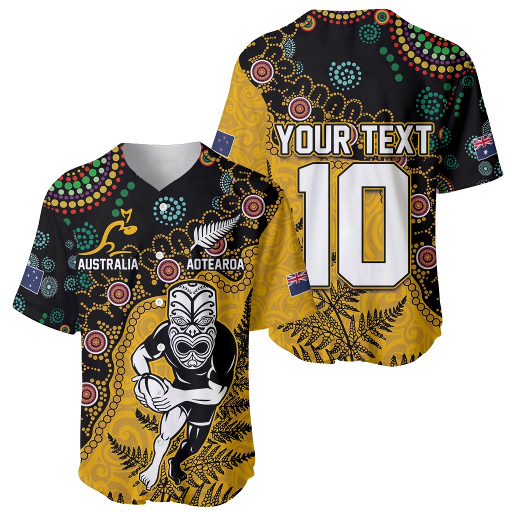Custom New Zealand and Australia Rugby Baseball Jersey Maori Warrior With Aboriginal Version LT03 - Polynesian Pride