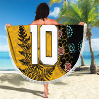 Custom New Zealand and Australia Rugby Beach Blanket Maori Warrior With Aboriginal Version LT03 - Polynesian Pride