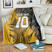 Custom New Zealand and Australia Rugby Blanket Maori Warrior With Aboriginal Version LT03 Black - Polynesian Pride