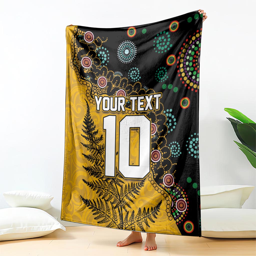 Custom New Zealand and Australia Rugby Blanket Maori Warrior With Aboriginal Version LT03 - Polynesian Pride