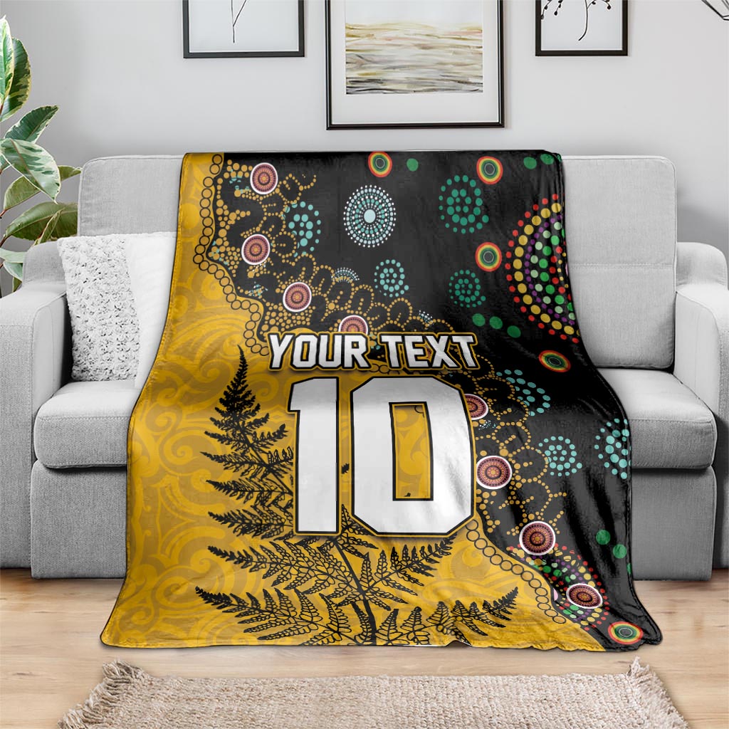 Custom New Zealand and Australia Rugby Blanket Maori Warrior With Aboriginal Version LT03 - Polynesian Pride