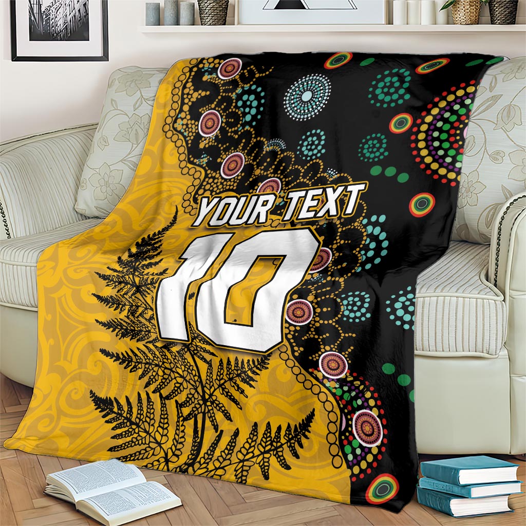 Custom New Zealand and Australia Rugby Blanket Maori Warrior With Aboriginal Version LT03 - Polynesian Pride
