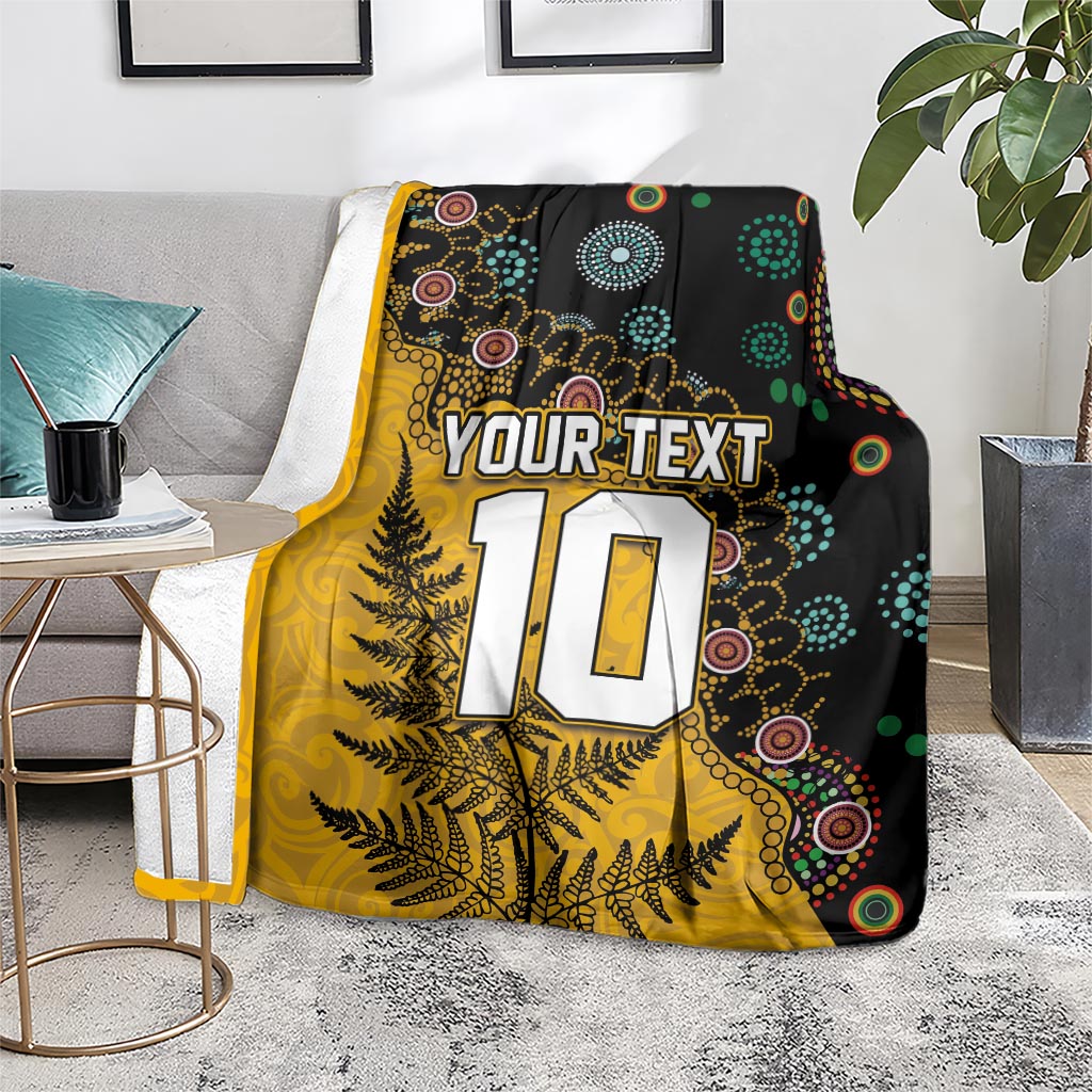 Custom New Zealand and Australia Rugby Blanket Maori Warrior With Aboriginal Version LT03 - Polynesian Pride