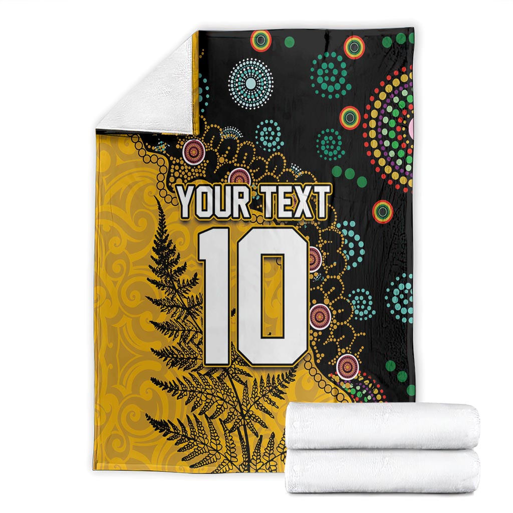 Custom New Zealand and Australia Rugby Blanket Maori Warrior With Aboriginal Version LT03 - Polynesian Pride