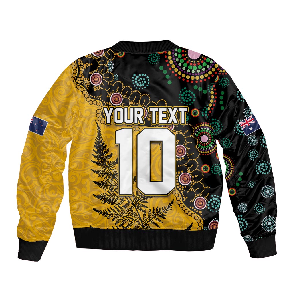 Custom New Zealand and Australia Rugby Bomber Jacket Maori Warrior With Aboriginal Version LT03 - Polynesian Pride