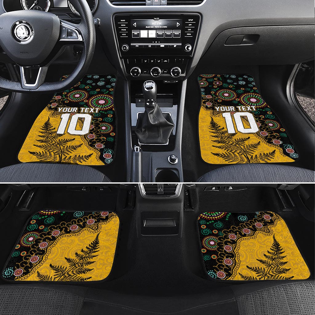 Custom New Zealand and Australia Rugby Car Mats Maori Warrior With Aboriginal Version LT03 Set 4pcs Black - Polynesian Pride