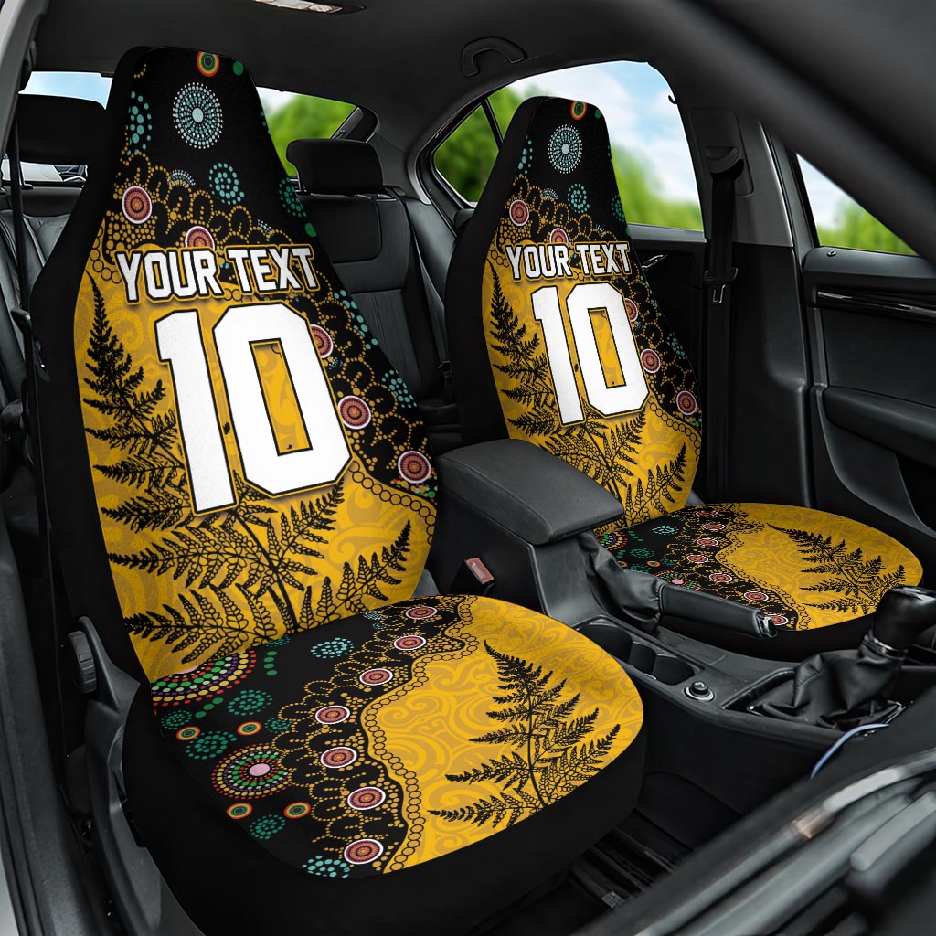 Custom New Zealand and Australia Rugby Car Seat Cover Maori Warrior With Aboriginal Version LT03 One Size Black - Polynesian Pride