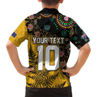 Custom New Zealand and Australia Rugby Kid Hawaiian Shirt Maori Warrior With Aboriginal Version LT03 - Polynesian Pride